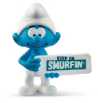 Schleich mängufiguur Smurf with Sign (Keep on Smurfin)