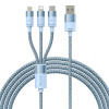 Baseus laadimiskaabel 3in1 USB cable StarSpeed Series, USB-C + Micro + Lightning 3,5A, 1.2m (sinine)