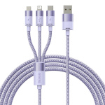 Baseus laadimiskaabel 3in1 USB cable StarSpeed Series, USB-C + Micro + Lightning 3,5A, 1.2m (lilla)