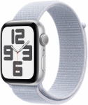 Apple Watch SE (2024) 44mm GPS + Cellular 3.Gen Silver Aluminum Case and Bluish Sport Loop, alumiinium/sinine