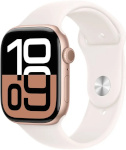 Apple Watch Series 10 46mm GPS + Cellular Rose Gold Aluminum Case and Red Fading Sport Band, S/M, roosa kuld/roosa