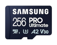 Samsung MicroSD Card with Card Reader PRO Ultimate 256 GB, microSDXC Memory Card, Flash memory class U3, V30, A2