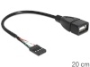 Delock kaabel Cable USB AF / Pin Header USB 2.0 20cm must