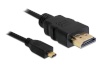 Delock kaabel HDMI to HDMI micro, High Speed HDMI with Ethernet A/D male/male 3m, connector nickel-plated