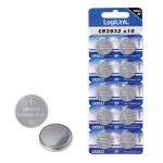 LogiLink patarei CR2032 Lithium button cell, 3V, 10tk