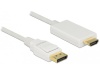 Delock kaabel DisplayPort v1.2A - HDMI M/M 4K 2M valge Premium