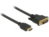 Delock kaabel HDMI to DVI 24+1 bidirectional 0.5 m