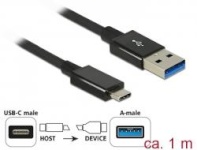 Delock kaabel USB Type-C male > USB Type-A male; 1 m coaxial must Premium