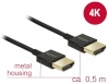 Delock kaabel High Speed HDMI with Ethernet A male > A male 3D 4K 0.5m Slim