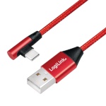 LogiLink USB 2.0 kaabel USB-A male to USB-C (90° angled) male, 0.3m