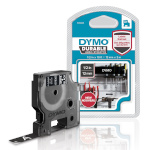 Dymo etiketiprinteri etiketid D1-Vinylband white/black 12mmx3m