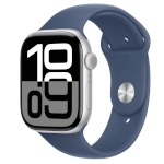 Apple Watch Series 10 GPS + Cellular 46mm hõbedane Aluminium Case with Denim Sport Band - S/M