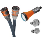 Gardena tekstiilist voolik Liano Xtreme 1/2", 10m Set (tumehall/oranž, Modell 2023, inkl. Bewässerungsbrause, 2 Hahnverbinder)