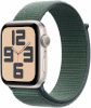 Apple Watch SE (2024) 44mm GPS + Cellular 3.Gen Star White Aluminum Case and Pond Green Sport Loop, alumiinium/roheline