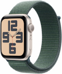 Apple Watch SE (2024) 44mm GPS + Cellular 3.Gen Star White Aluminum Case and Pond Green Sport Loop, alumiinium/roheline