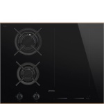 SMEG pliidiplaat PM6643R Dolce Stil Novo, 2 x gaas, 2 x induktsioon, Multi tsoon, 65cm, must/vask, lõigatud serv