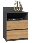 Top E Shop öökapp M1 ANTRACYT/ARTISAN nightstand/bedside table 2 drawers Oak