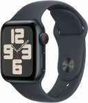 Apple Watch SE (2024) 44mm GPS + Cellular 3.Gen Midnight Aluminum Case and Midnight Sport Band, S/M, alumiinium/must