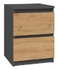 Top E Shop öökapp M2 ANTRACYT/ARTISAN nightstand/bedside table 2 drawers Anthracite, Oak, Wood