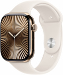 Apple Watch Series 10 46mm GPS + Cellular Gold Titanium Case and Star White Sport Band, M/L, kuldne/valge