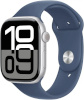 Apple Watch Series 10 46mm GPS + Cellular Silver Aluminum Case and Denim Blue Sport Band, S/M, hõbedane/sinine