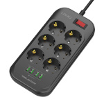 LDNIO pikendusjuhe Power Strip with 6 AC outlets, 4x USB, SE6403, 2m, must