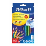 Pelikan Akvarellpliiats Pelikan 12 värvi kuusnurkne + pintsel