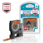 Dymo etiketiprinteri etiketid D1-Vinylband must/og 12mmx3m