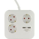 REV pikendusjuhe PowerQuad 3-fold 2x USB valge Multiple Socket Outlet