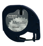 Dymo etiketiprinteri etiketid Letratag Band Metall hõbedane 12 mm x 4 m