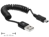 Delock kaabel USB 2.0 -> mini USB Spiral 0.2-0.6m