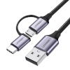 UGREEN laadimiskaabel 2in1 USB cable USB-C / Micro USB, QC 3.0, 1m (Black)