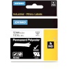 Dymo etiketiprinteri etiketid Rhino Labels 12mm x 5,5m, valge/must