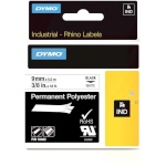 Dymo etiketiprinteri etiketid Rhino Labels Permanent Polyester 9mm x 5,5m, valge/must