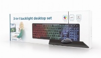 Gembird klaviatuuri+hiir 3in1 Backlight Desktop Set KBS-UML-01 Wired US, must