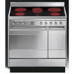 Smeg elektripliit SUK92CMX9 , 5 x Hilight, 2 x elektriahi, aurupuhastus, 90 cm, roostevaba teras