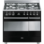 Smeg gaasipliit SCB92MN8 Classic, 5 x gaas, 2 x elektriahi, aurupuhastus, 90 cm, must