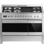 Smeg gaasipliit A381 Opera, 6 x gaas + grillplaat, 2 x elektriahi, 120 cm, roostevaba teras