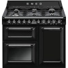 Smeg gaasipliit TR103BL Victoria, 6 x gaas, 3 x elektriahi, aurupuhastus, 100 x60 cm, must