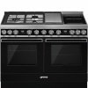 Smeg pliit CPF120IGMPBL Portofino, 3 x gaas + 2 x induktsioon + grillplaat, 2 x elektriahi, 120 cm, must