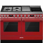 Smeg pliit CPF120IGMPR Portofino, 3 x gaas + 2 x induktsioon + grillplaat, 2 x elektriahi, 120 cm, punane