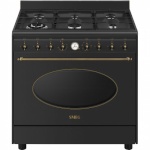 Smeg gaasipliit CO96GMA9 Colonial, 6 x gaas, elektriahi, aurupuhastus, 90 cm, antratsiit/antiikne messing