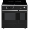 Smeg elektripliit CG92IANT9 Classic, 90 cm, 4 x induktsioon, 2 x elektriahi, aurupuhastus, must