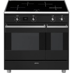 Smeg elektripliit CG92IANT9 Classic, 90 cm, 4 x induktsioon, 2 x elektriahi, aurupuhastus, must