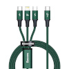 Baseus laadimiskaabel Rapid Series 3-in-1 cable USB-C For M+L+T 20W 1.5m roheline