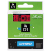 Dymo etiketiprinteri etiketid D1 12mm 45017 must/punane 