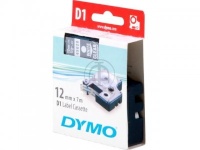 Dymo etiketiprinteri etiketid D1 tape12 mm x 7 m 45020 valge/läbipaistev