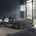 H4Y Voodi GRACE 160x200cm, madratsiga HARMONY DUO, tumehall