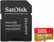 Sandisk mälukaart microSDXC 64GB Extreme Action + adapter