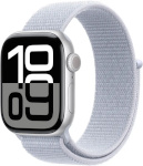 Apple Watch Series 10 42mm GPS + Cellular Silver Aluminum Case with Bluish Sport Loop, hõbedane/sinine